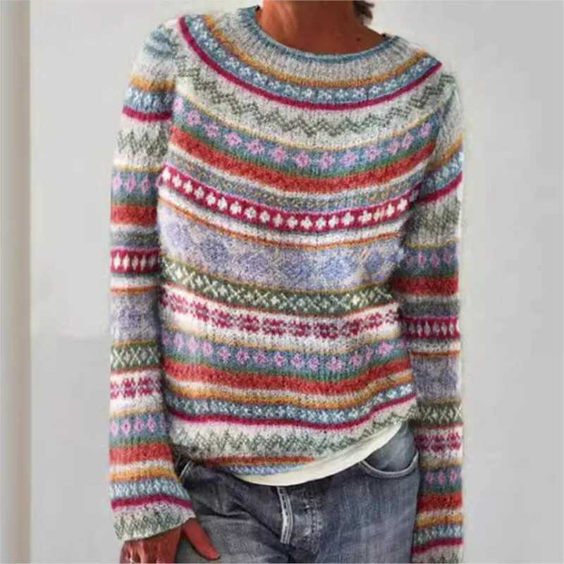 2025 Spring Knit Women Sweater Oneck Loose Pullover Female Soft Warm Autumn Vintage New Year Trendy Xmas Sweaters Ladies J251015