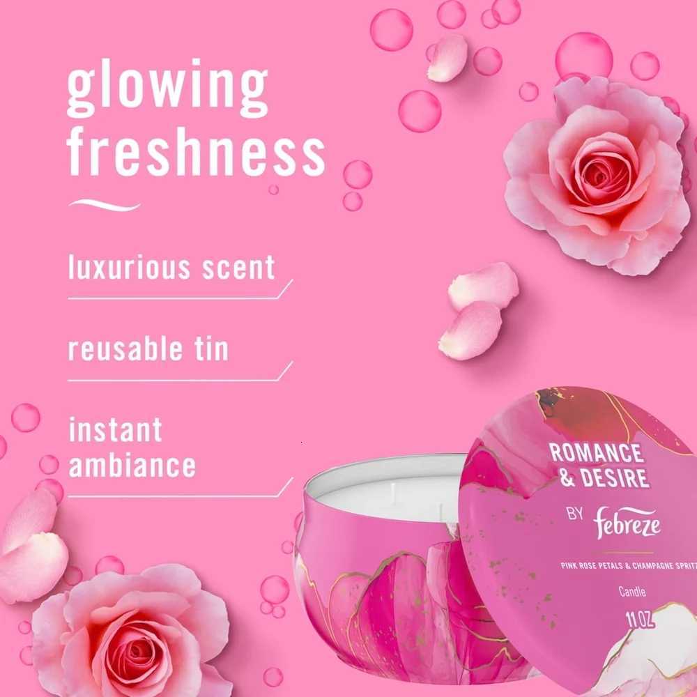 Romantic Scented Candle 11oz 4 Container Candle with Floral Rose Fragrance Home Air Freshening and Odor Elimination C251015