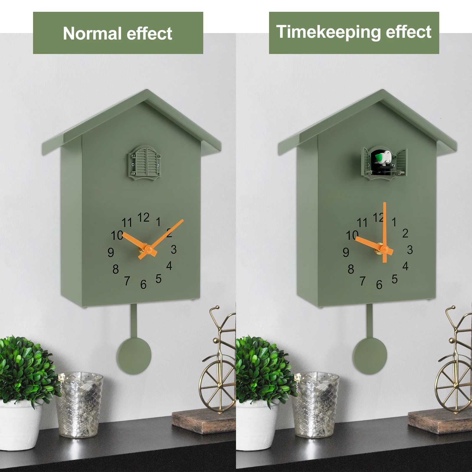 Cuckoo Clock with Chimer Minimst Sound with Pendulum Delicate Bird House for Wall Home Living Room Kitchen Office Decoration C251015