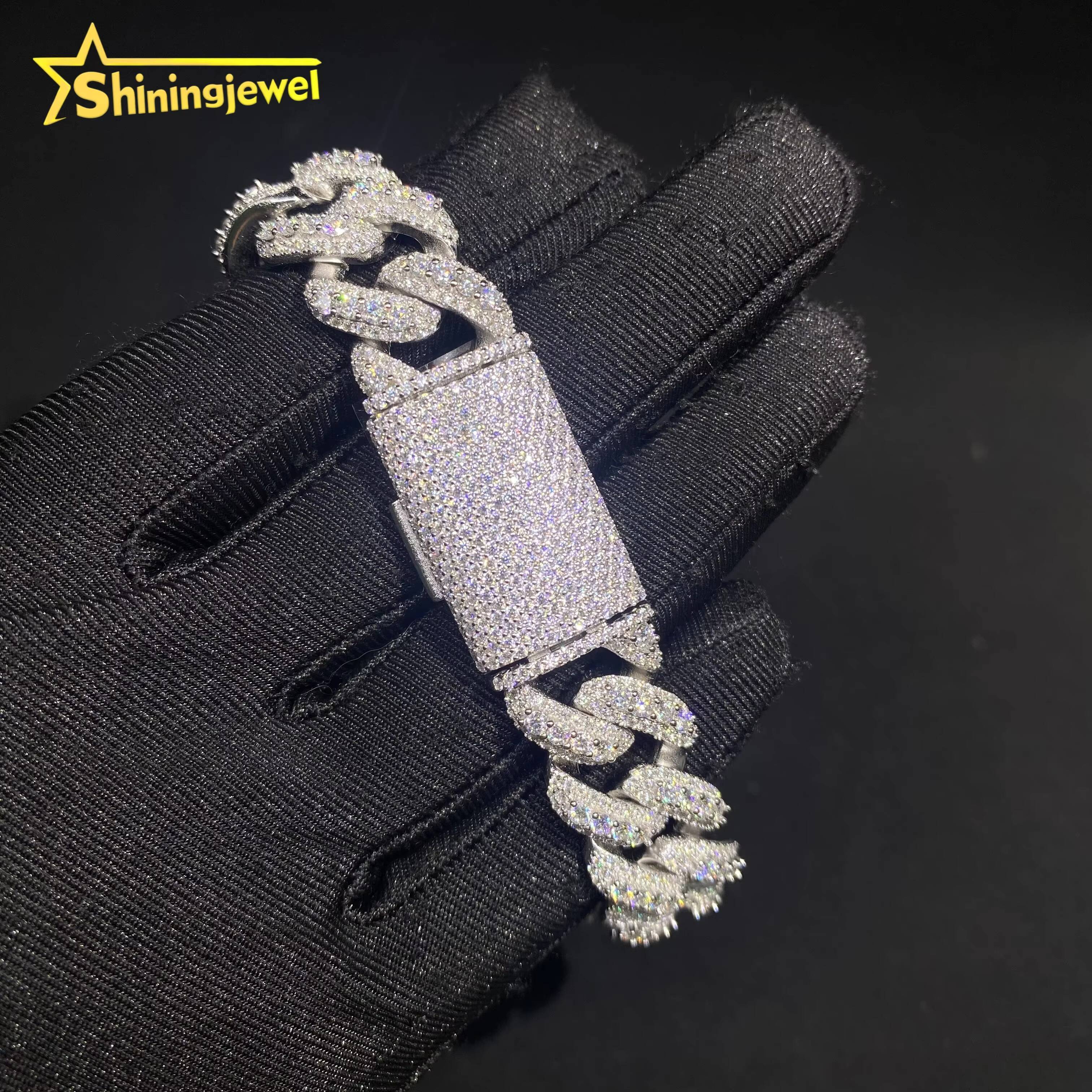 3Styles Pass Diamond Tester Iced Out Bracelet Fine Hip Hop Diamond Jewelry 925 Silver VVS D Moissanite Cuban Link Chain Bracelet