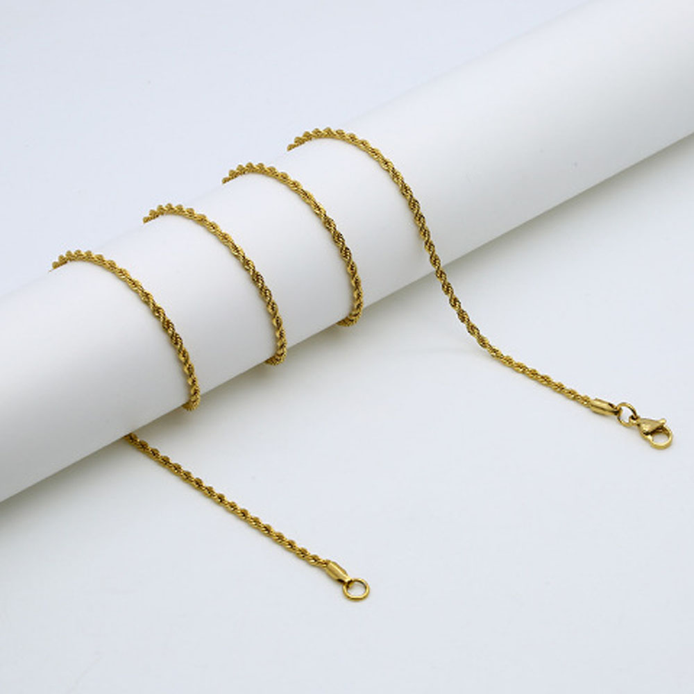 Stainless Steel Rope Chain Necklace for Men Women Hip Hop Gold Thick Chain Necklaces Waterproof Popular Fashion Jewelry Gift 2MM 3MM 4MM 5MM