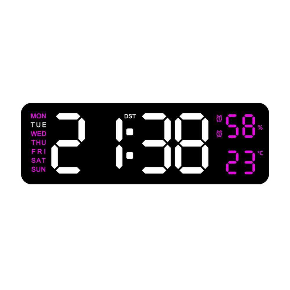 Digital LED Alarm Clock with CalendarTemperature and Humidity Acrylic or Mirror Surface Selectable Desk Clock or Wall Hanging C251015