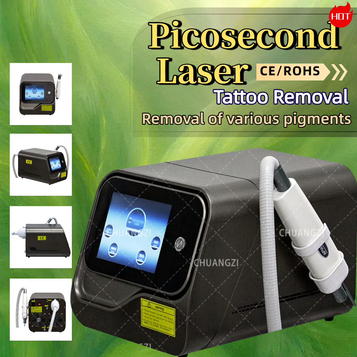 Multifunctional Professional ND:YAG Laser for Tattoo & Brow Removal with Skin Renewing Features - Certified by CE ROHS