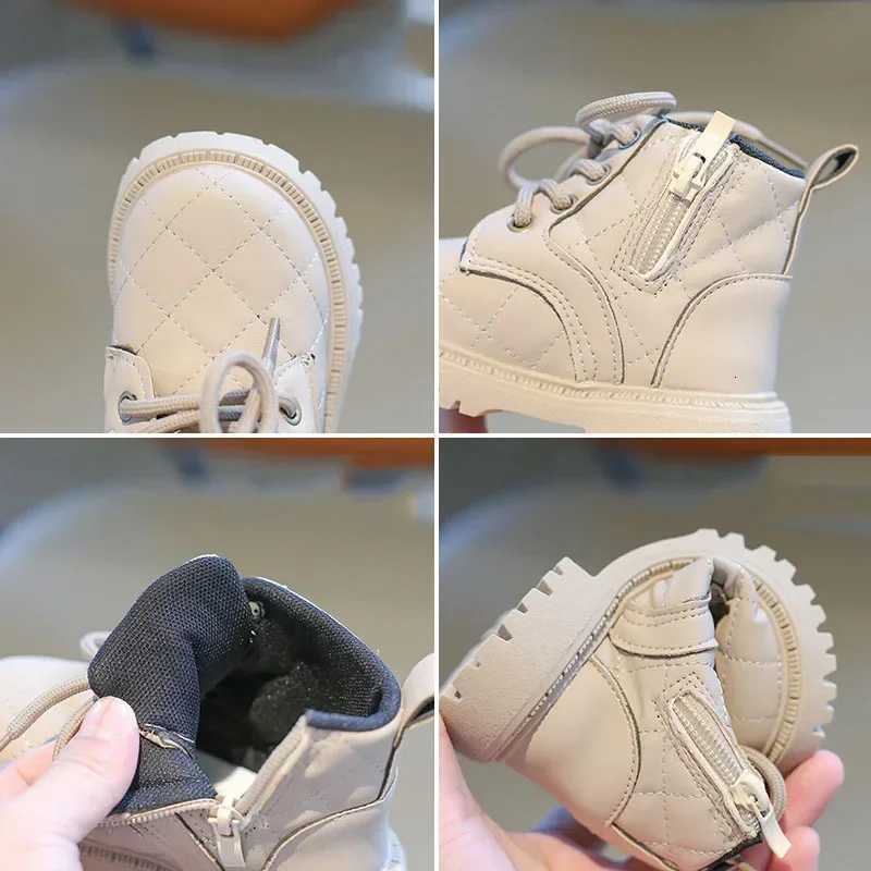 2025 England Style Boy Boots Fashion Lattice Surface Short Boots for Kids New 16 Years Old Vacation Baby Girl Flat Shoes I09039T251015