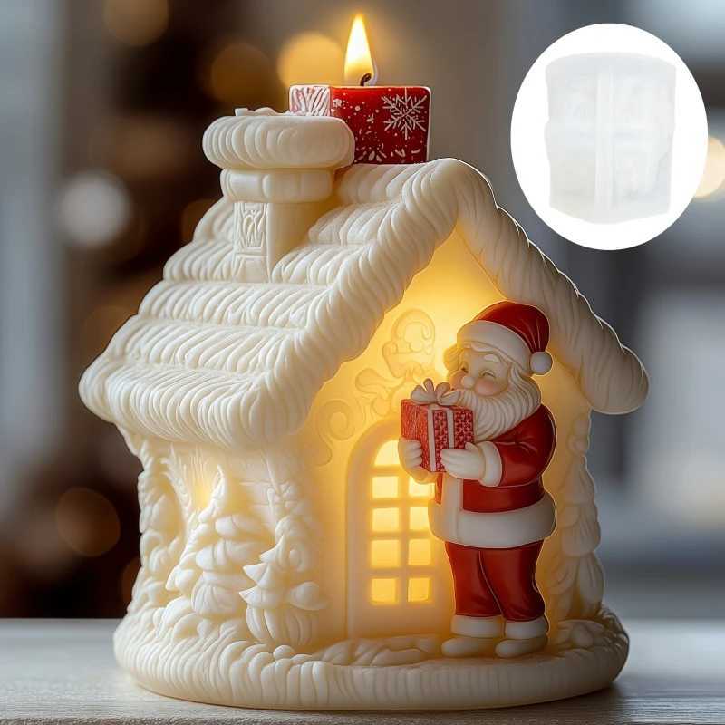 Magic House Christmas Santa Scented Candle Silicone Mold Magic House Forest Christmas Santa Gift Candle Mold Resin Gypsum Molds C251015
