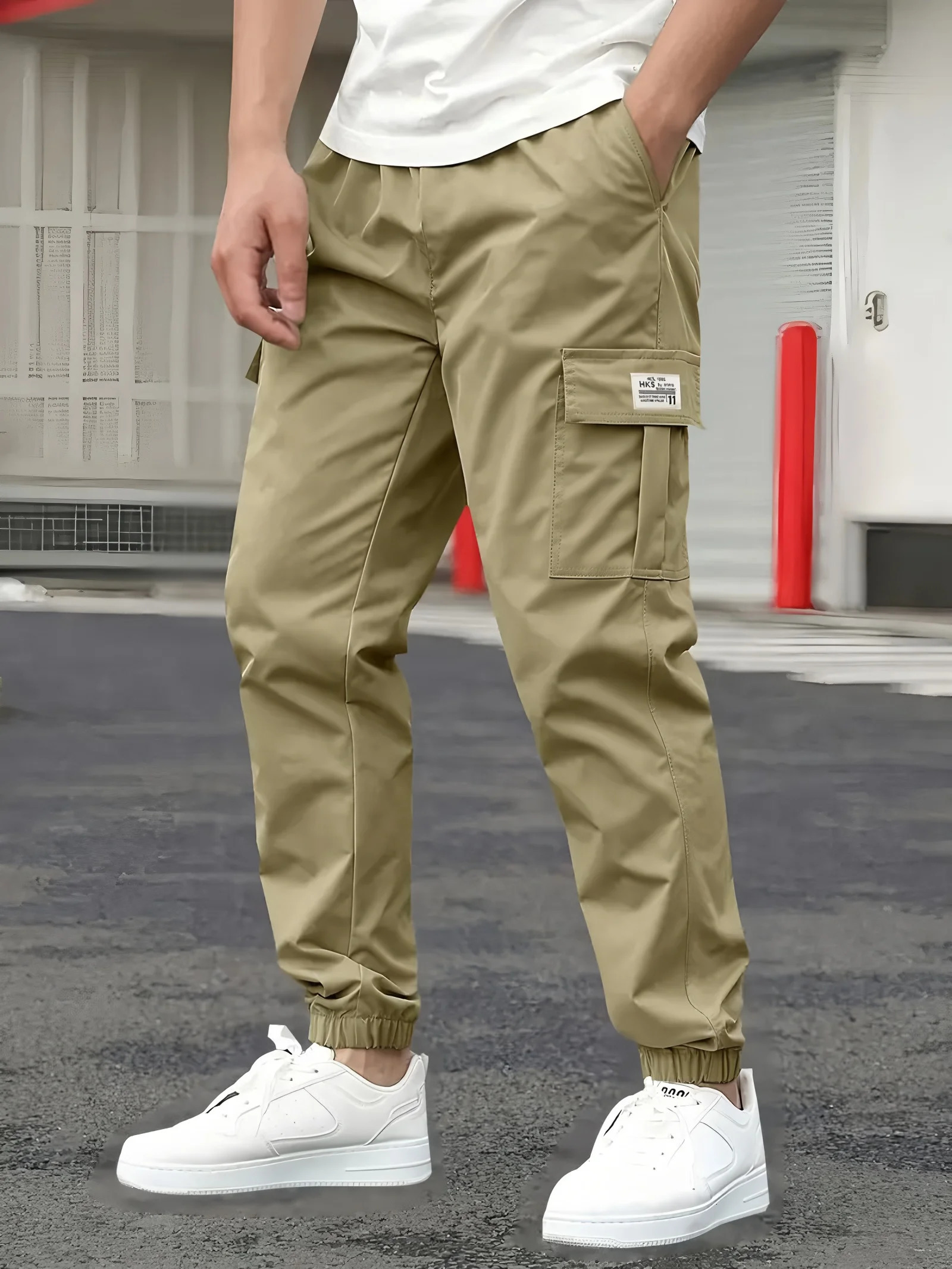 Mens Cargo Pants Sweatpants Outdoor Bunched Long Trousers Casual Autumn MultiPocket Durable Workwear Male Trousers 251014