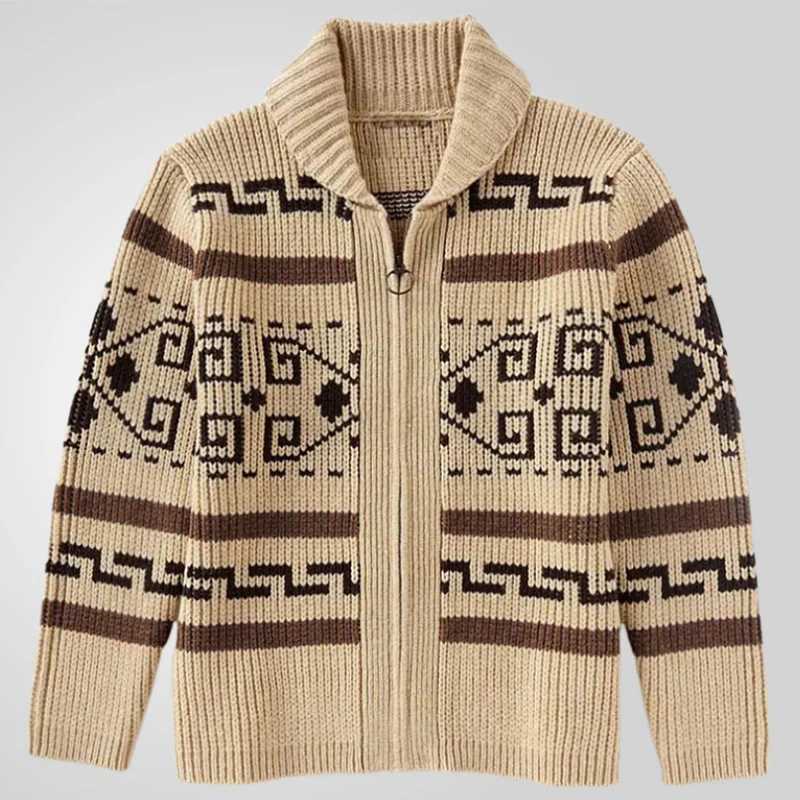 Outdoor Casual Lapel Zipper Sweatercoats Men Fall Winter Fashion Slim Fit Sweater Jackets Mens Vintage Crochet Knit Jacket Coats J251015