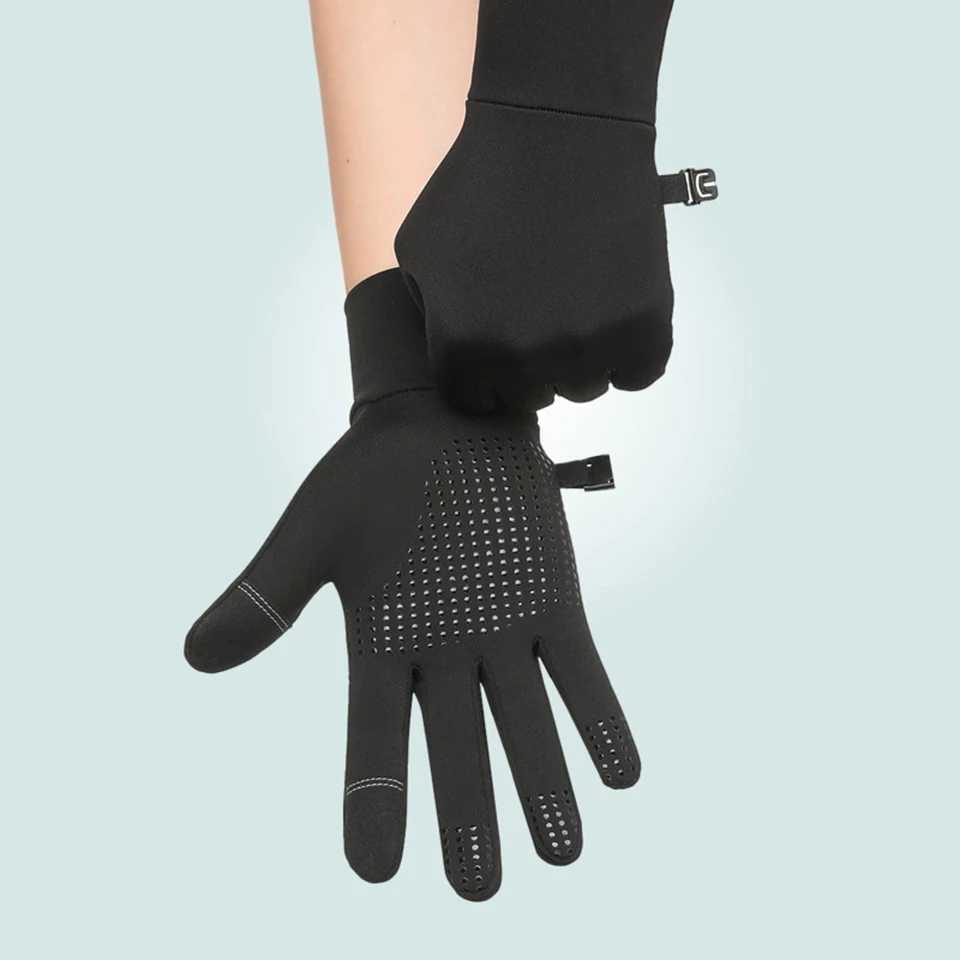 Bicycle Outdoor Gloves Mens Black Winter Touch Screen Compatible Anti Slip Warm Thick Gloves Outdoor Running Gloves Equipment C251015