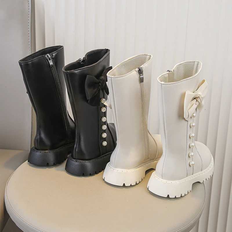Girls Midcalf Boots Princess Style Big Bows Kids Long Boots Round Toes 2025 Autumn New Children Fashion Boots Side ZipperT251015