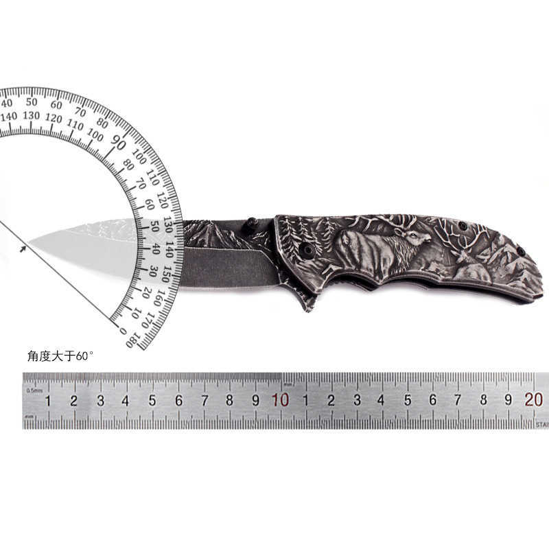 Outdoor Stone Wash Folding Knife Portable Knife Camping Survival High Hardness Precision Pressed Relief Folding Knife Outdoor Fruit Knife H251015