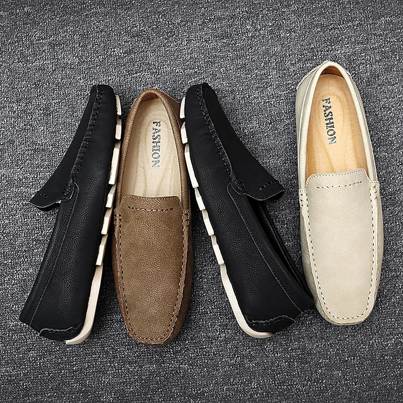 Genuine Leather Men Casual Shoes Summer Mens Loafers Moccasins Man Breathable Slip on Driving Shoes Plus Size 3947 251013