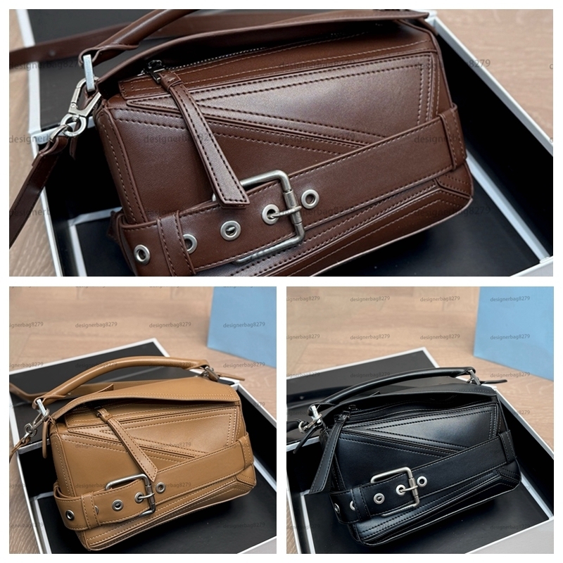 Puzzle Punk Style Motorcycle Bag Puzzle Biker Geometric Splicing Handbag Designer Women Bag Luxury Leather Shoulder Bags
