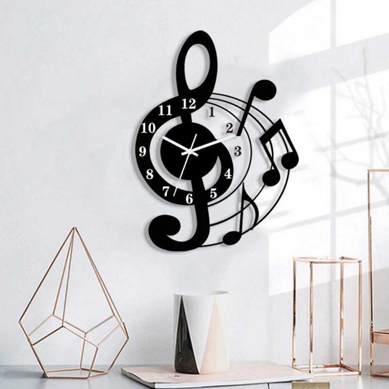 Music note wall clock acrylic mute wall clock is suitable for home living room bedroom room decoration wall clock C251015