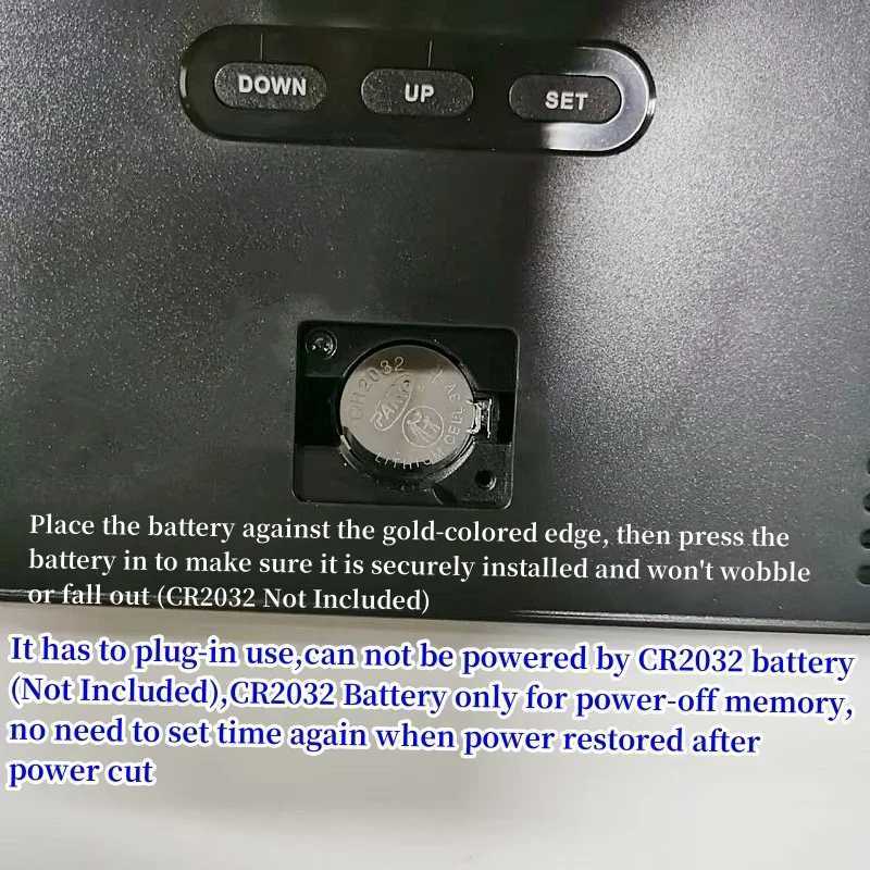 USB Powered 9 Inch Large Digital Wall Clock Temperature Date Week Timing Countdown AutoDimmer 2 Alarm 1224H LED Alarm Clock C251015