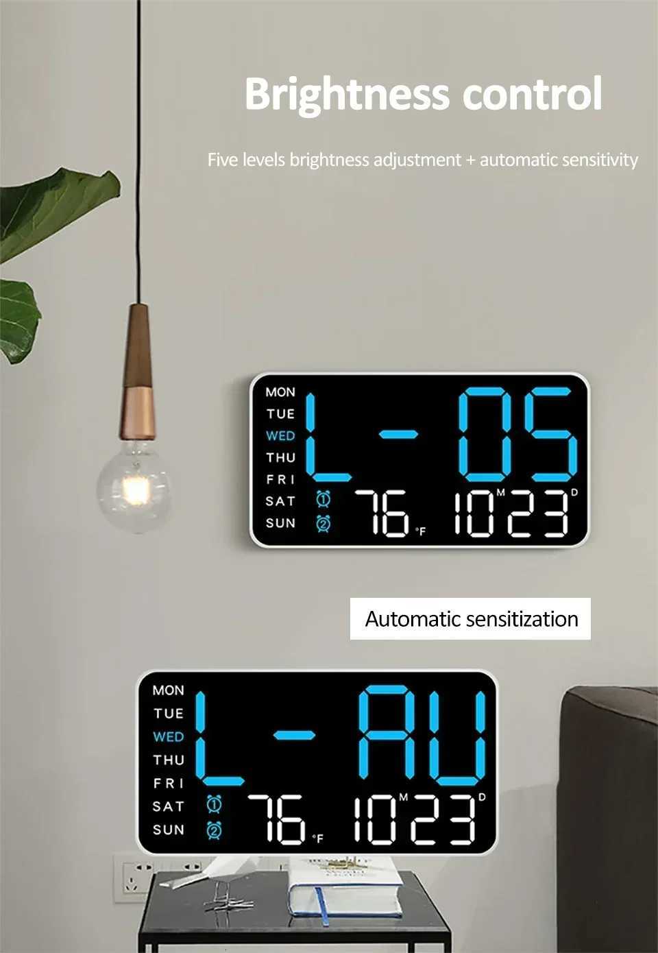 Extra Large Digital Wall Clock with LED Display with Date Temperature Timer for Living Room Bedroom Gift for Seniors C251015