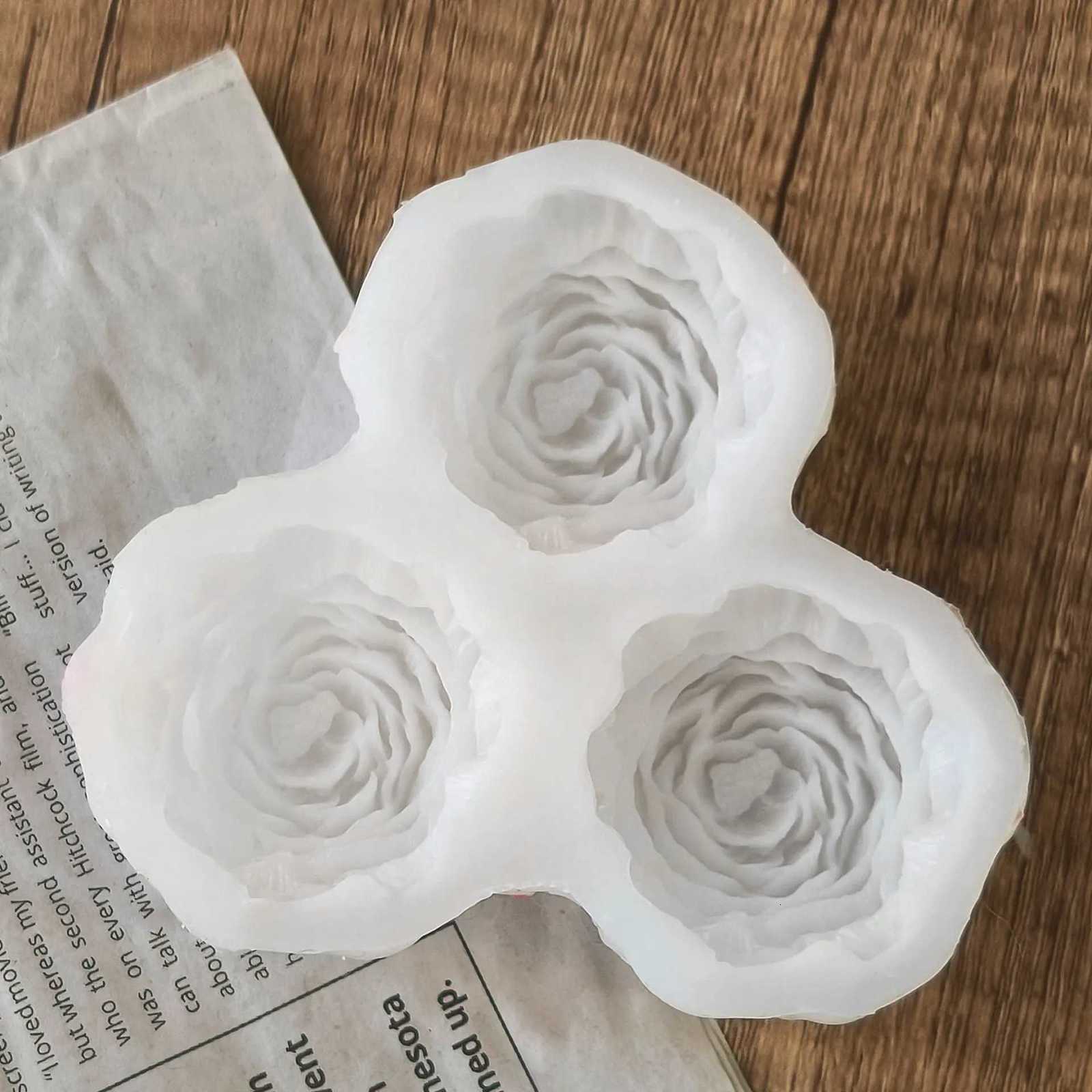 DIY Flower Aroma Candle Plaster Diffuser Stone Mould Candy Chocolate Baking Tool 3in1 Peony Flowers Handmade Soap Silicone Mold C251015