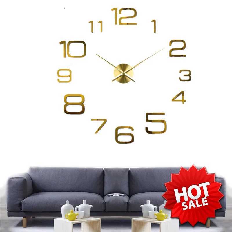 2025 Modern Design Large Wall Clock 3D DIY Quartz Clocks Fashion Watches Acrylic Mirror Stickers Living Room Home Decor Horloge C251015