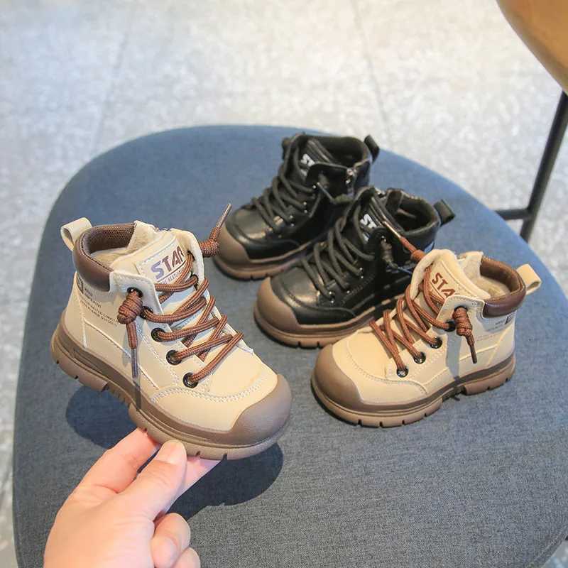 Children Shoes New Antiskid Thick Soled Winter Cotton Inserts Boots Trendy Warm Plush Girl Sneakers Soft Sole Campus Dress BootsT251015