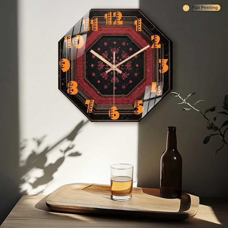 1pc Sophisticated Winter Snowflake Octagon Black Wooden Wall Clock for Living Room Bedroom Birthday Mothers Day Gift C251015