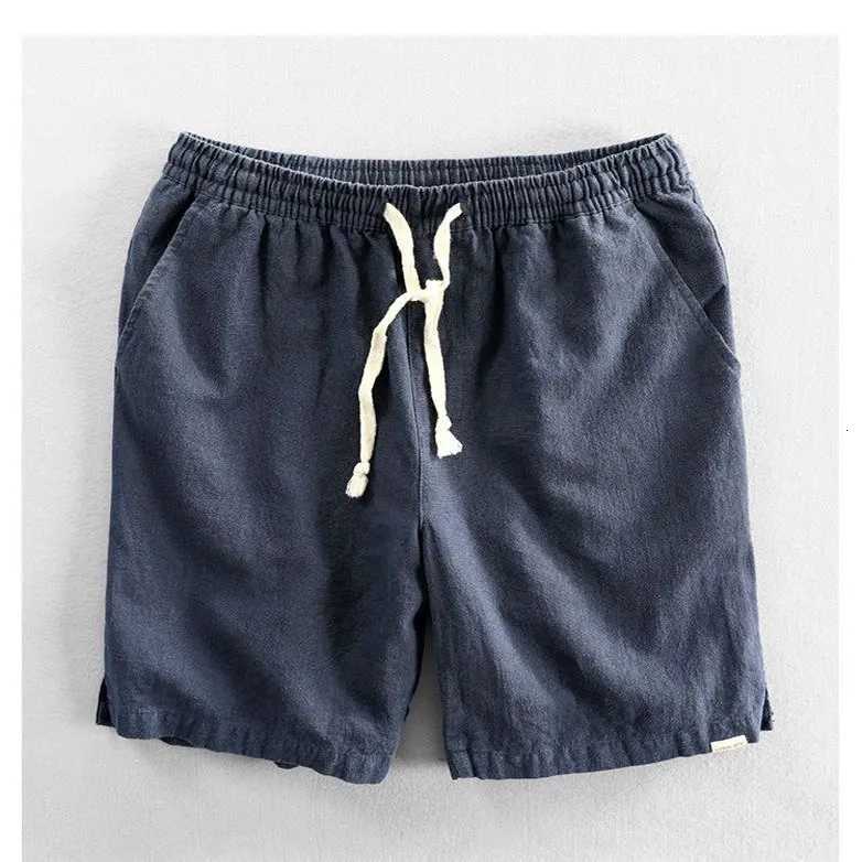 Summer Mens Casual Cotton Linen FivePoint Pants Elastic Home Work Wear Resistant Breathable MidPants Linen Beach ort PantsT251015