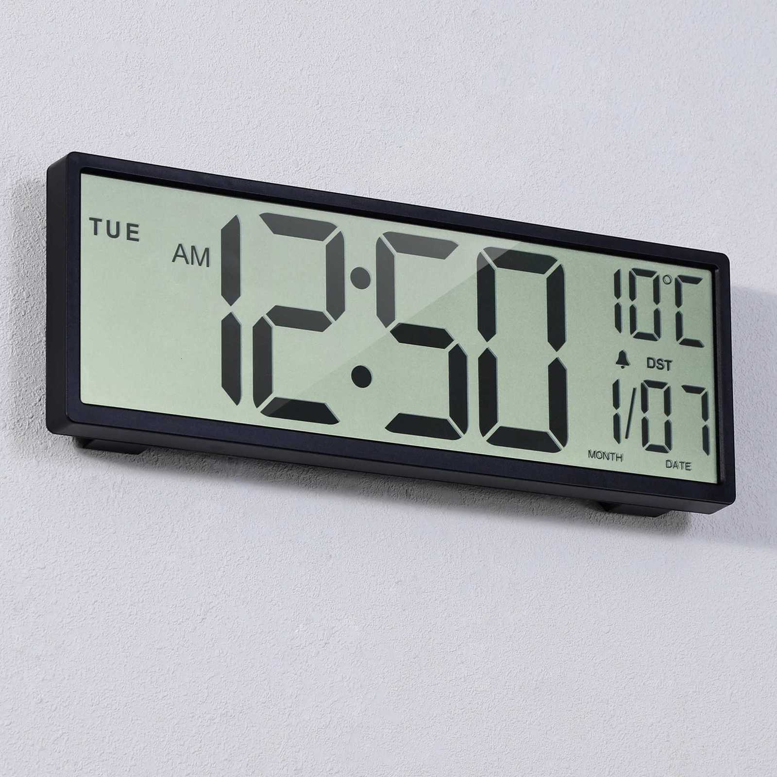 145 Large Digital Wall Clock Battery Operated Clock with Large Display Numbers Calendar Auto DST Clocks for Living Room C251015