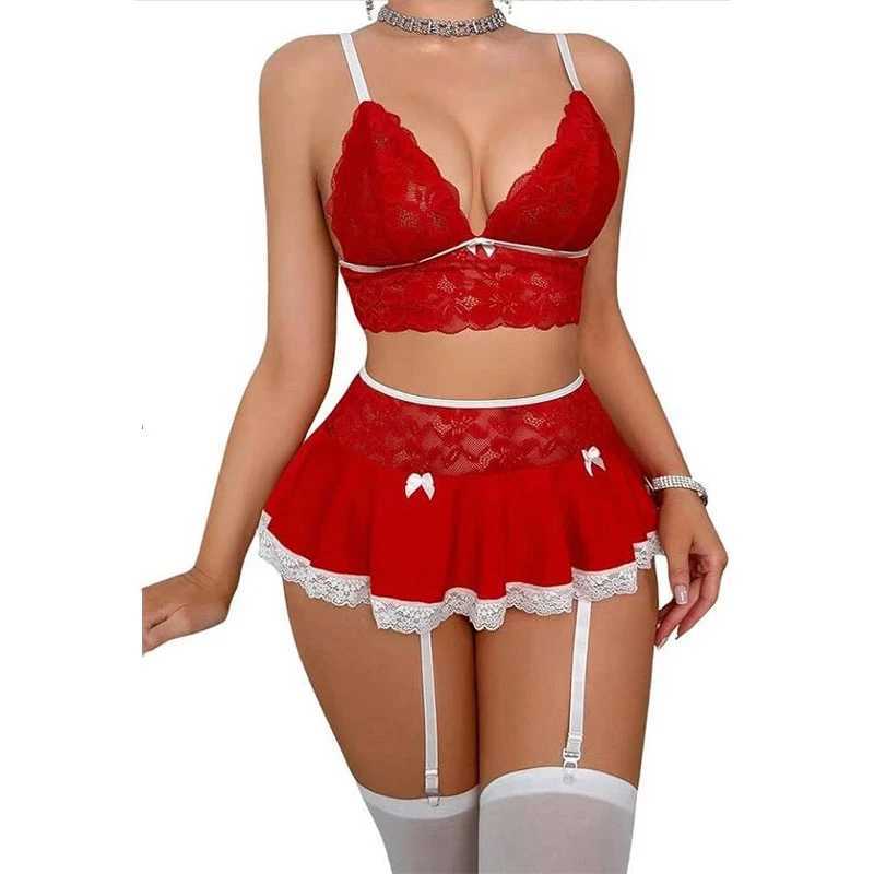 Cosplay Sexy Seamless Underwear Fancy Women Erotic Outfit Open Bra Fantasy Mini Skirt Garter Set R251015