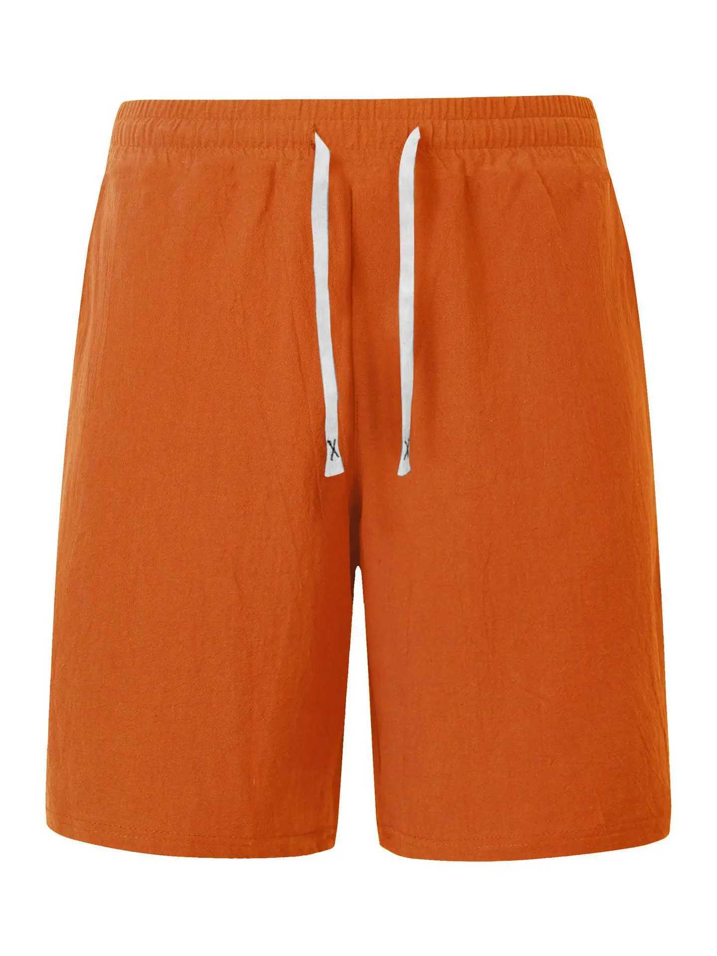 New Mens Cotton Linen Solid Color Short Lightweight Gym Pants Linen Beach Shorts Men Jogging Sport Fitness Streetwear S3XLT251015