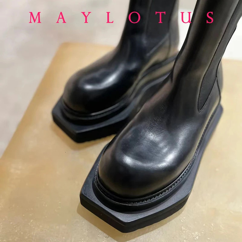 Chelsea Boot Shoes Thick Sole Platform Leather Ankle Boots Casual Knight Shoe for Men Motorcycle 251014