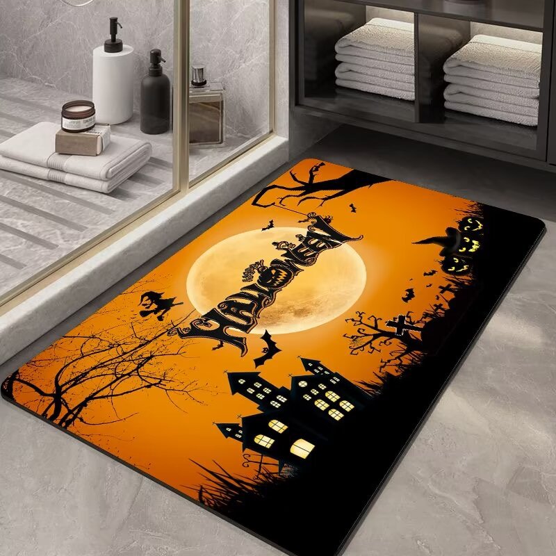 Bath Mat, Bathroom Rugs Non Slip Washable Thin Absorbent Quick Dry Bath Mat Fits Under Door Bathroom Floor Mat Perfect for Bath 202510005
