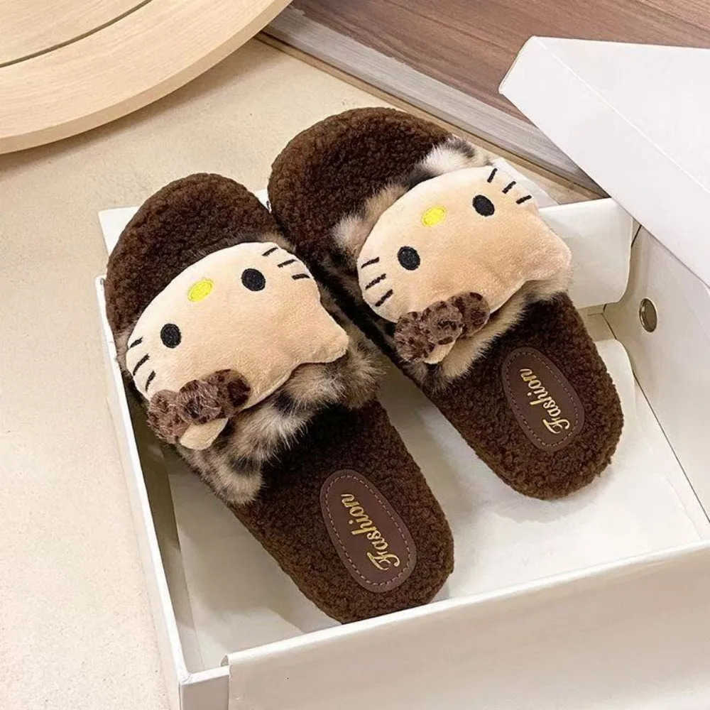 Sanrio Hello Kitty Slippers Anime KT Cat Kawaii Cute Home Plush Slippers Anime Fashion Casual Outdoor Ladies Slippers Girl Gift L251015