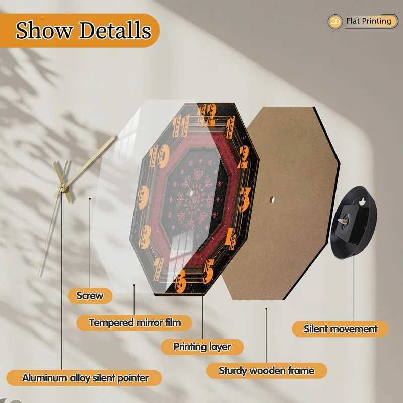 1pc Sophisticated Winter Snowflake Octagon Black Wooden Wall Clock for Living Room Bedroom Birthday Mothers Day Gift C251015