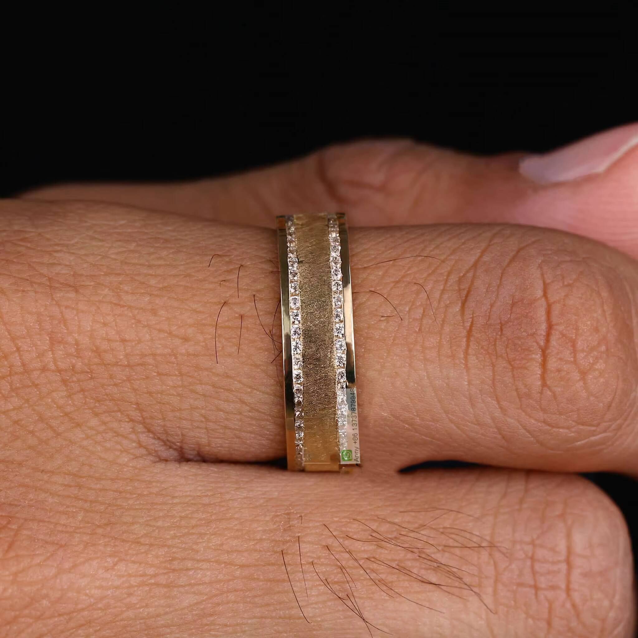 Real 10K 14K 18K Gold Round Lab Grown Diamond Mens Wedding Ring EFVS Matte Finish Wedding Band Natural Diamond Engagement Ring