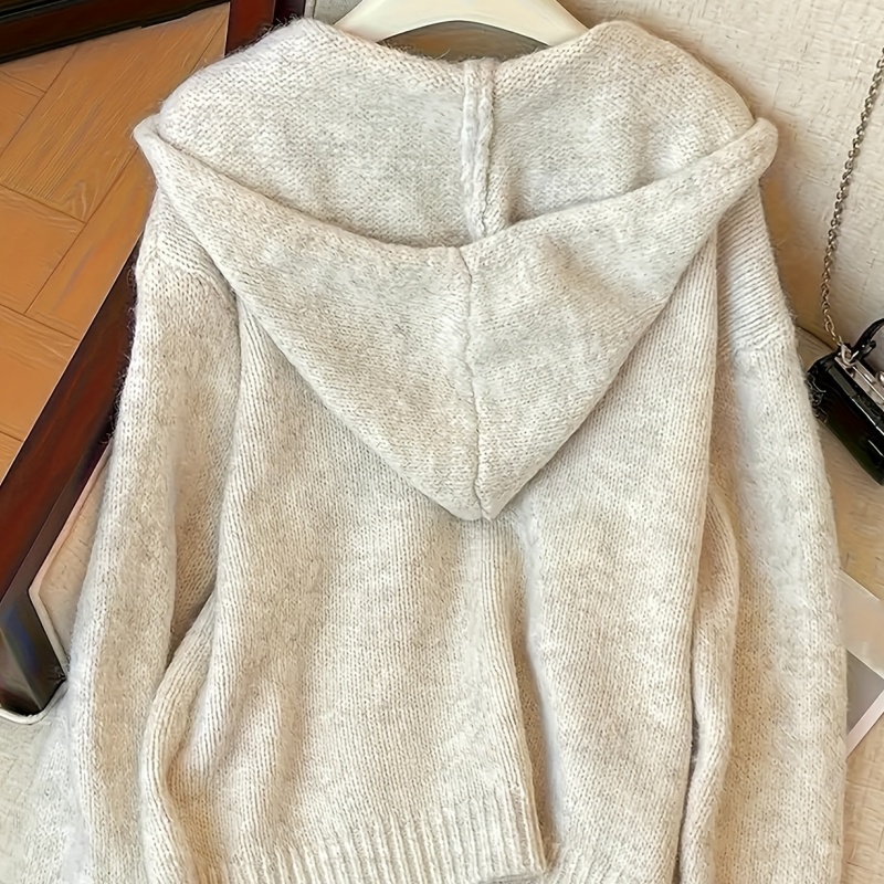 Women's Oversized Hooded Knitted Cardigan - Cozy Soft Lazy Elegant Sweater Coat for Fall & Winter