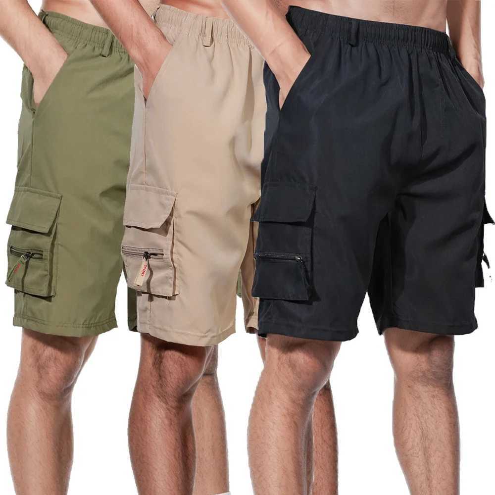 Mens Cargo Shorts Summer Oversized Pants Elastic Waist Large Size Outdoor Jogging Sweatpants Trend Multi Pockets Men ClothesT251015