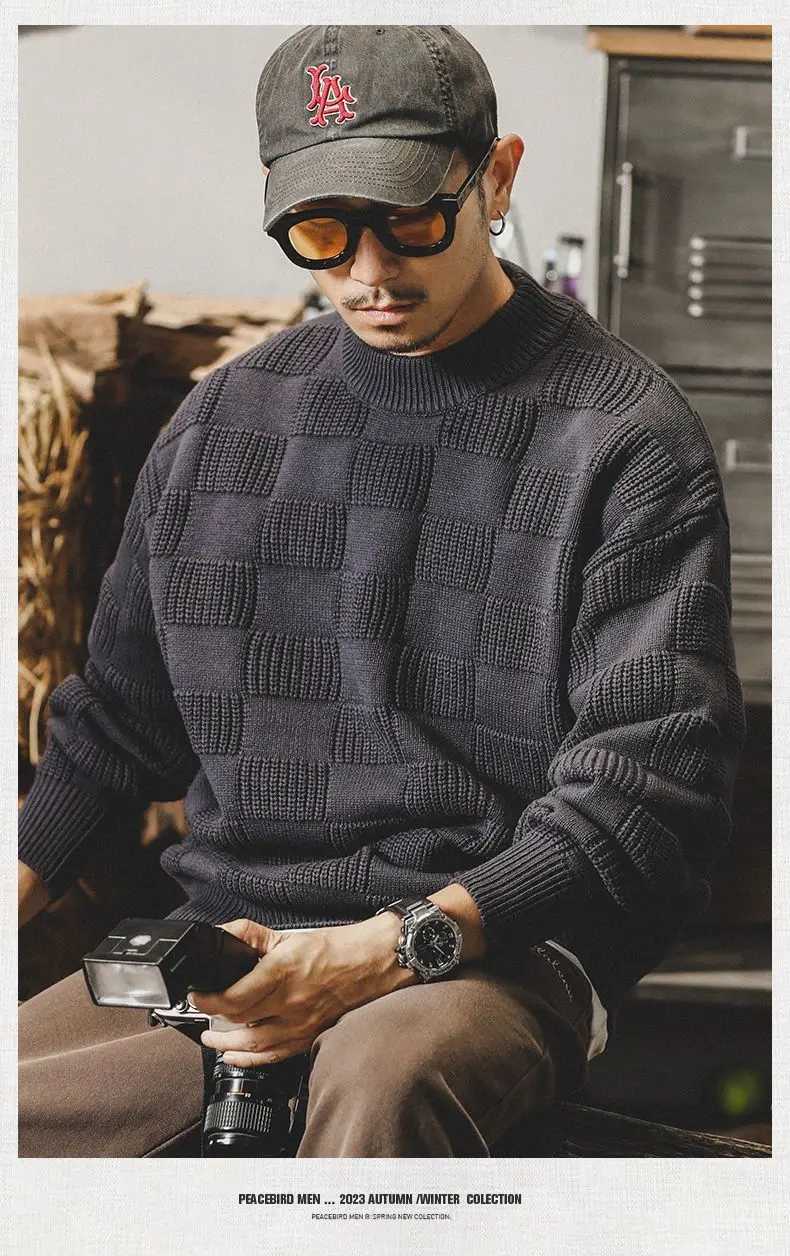 New Heavyweight Classic Retro Sweater Mens Plus Size Lazy Trend Brand Loose Knit Sweater Men J251015