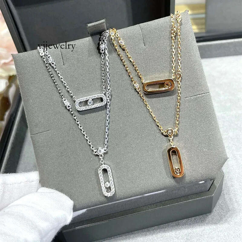 designer messikai double layer dia sliding K gold necklace custom pendant move choker light high end collarbone chain