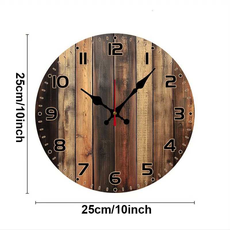 Wooden Theme Wooden Round Silent Hanging Wall Clock Suitable For Living RoomOfficeStudy Room Bedroom Home Decoration C251015