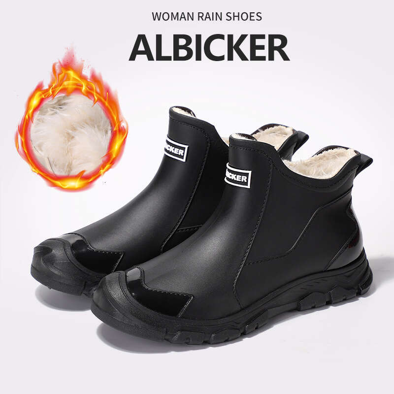 Autumn Winter new Fashion Trendy Cool Outdoor Short Tube Men's Warm Rain Boots Fixed Cotton Water Rubber Shoes Men free shipping