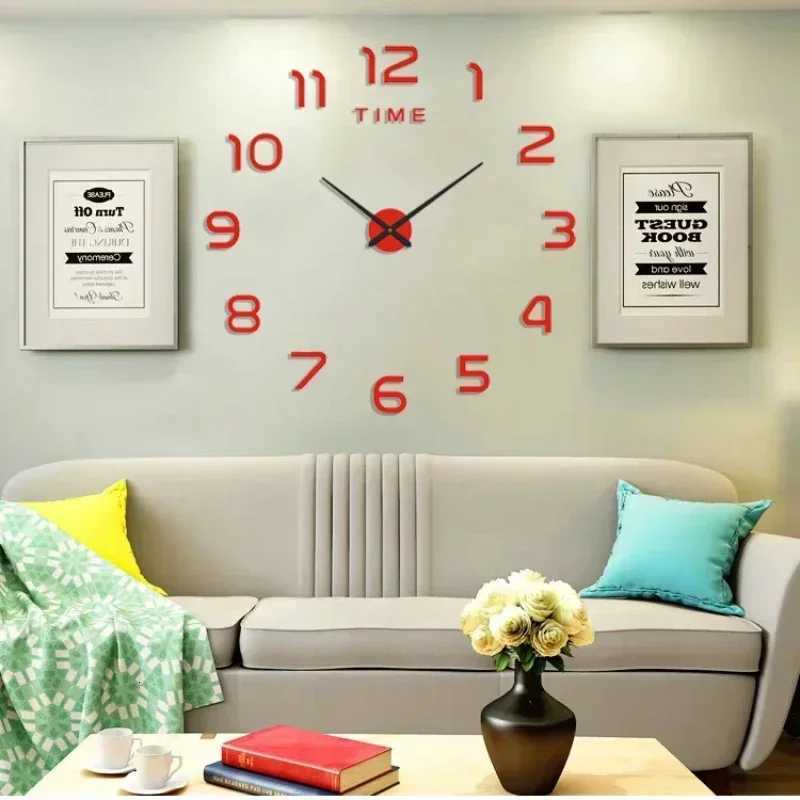 Living Room Wall Decoration Digital Clock Small Garden Acrylic Mirror Sticker Decoration Decorations for Home Room Art Bedroom C251015