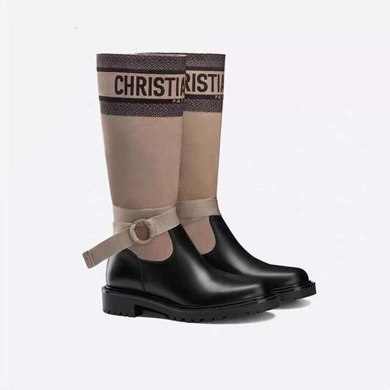 Embroidered Letter Long 2025 Autumn Winter New High Tube Thick Sole Petite Over-The-Knee Riding Boots