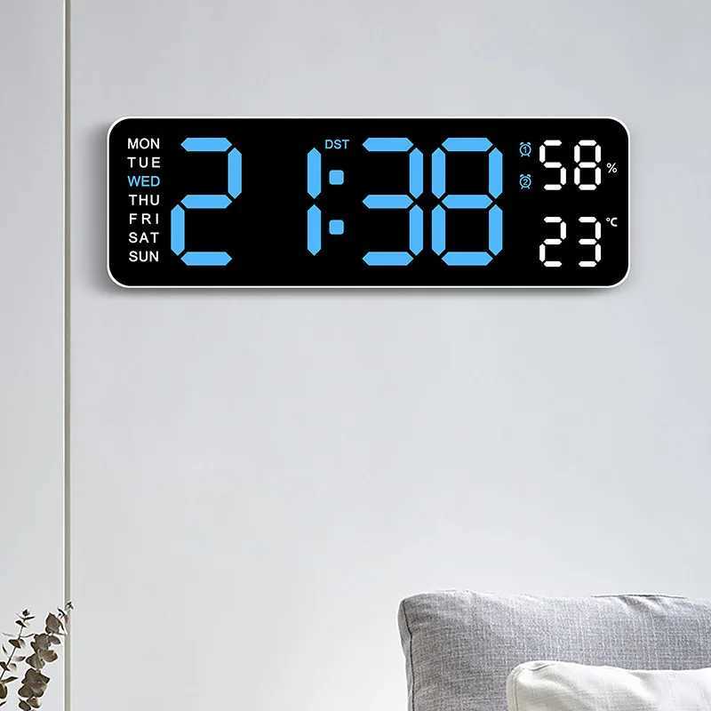 Wall Mounted Electronic Clock Multifunctional Large Font Rectangular Clock Alarm Clock Can Be Hung or Freely Placed C251015