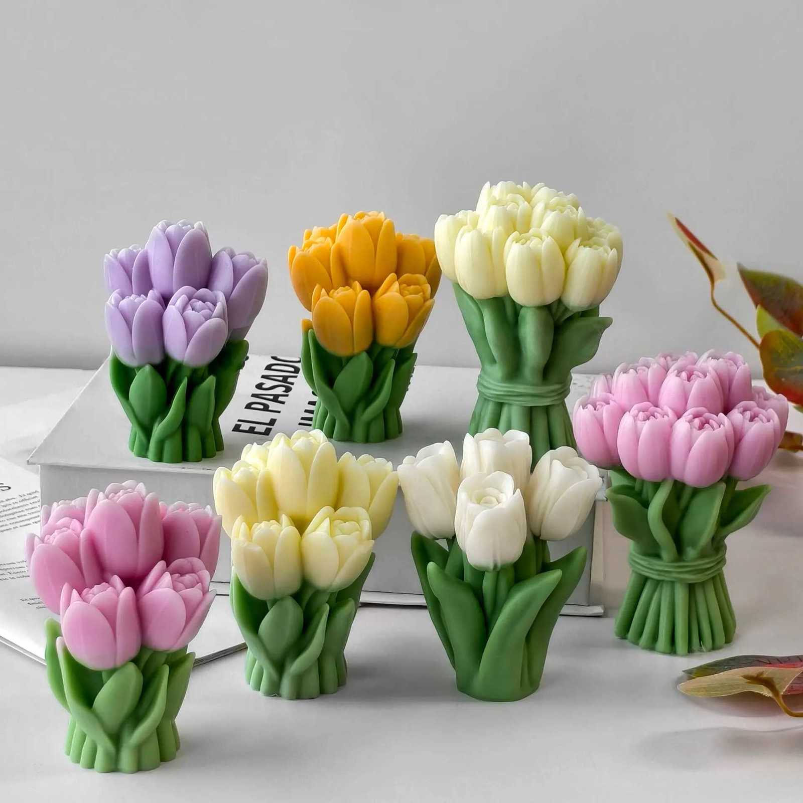 Valentines Day Gift Tulip Bouquet Silicone Mold DIY Flowers Aroma Candle Molds Handmade Soap Candle Making Supplies C251015