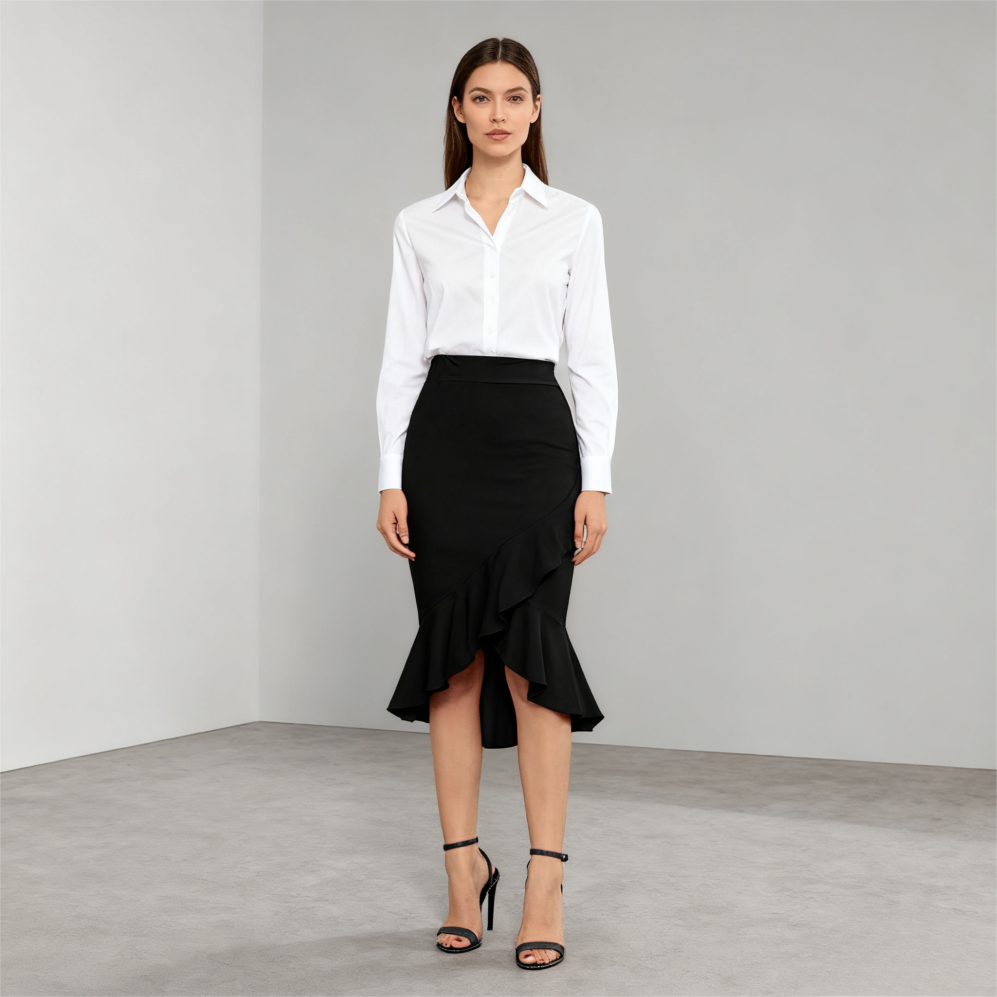 Elegant Womens Mid-Length Solid Color Skirt for Fall/Winter -CF51024