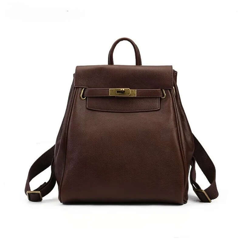 Luxury Bag Classic Leather Backpack For Women Fashion Large Shoulder Ladies Anti Theft Satchel Bags Wear Resistant Commuting Daypack