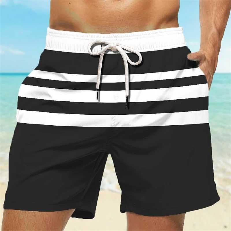 Simple Fashion Stripe Graphic Beach Shorts For Men Trend Summer Streetwear 3D Printed Short Pants Casual Oversized Swim TrunksT251015