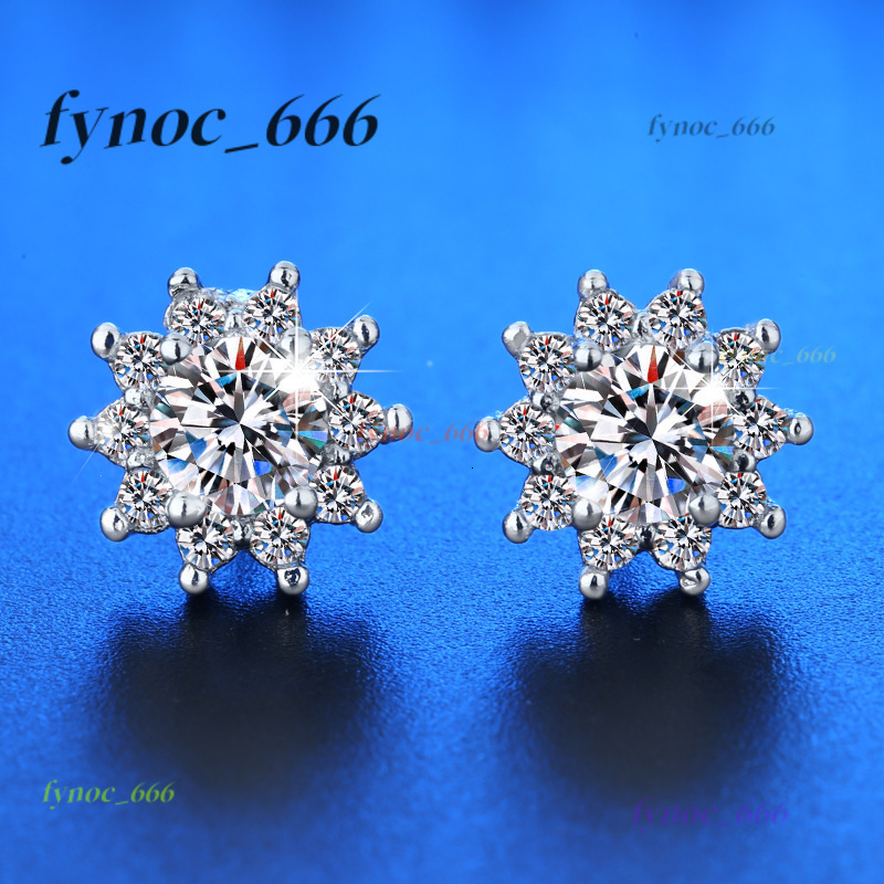 Live Eight Hearts Eight Arrows Moissanite Silver Sunflower Earrings for Women Flower Temperament Girls Earrings Gift Ear Jewelry