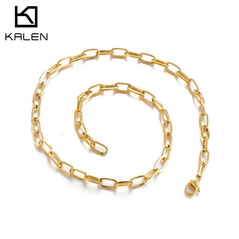 Fashion Minimalist Stainless Steel Oval Necklace Womens Collarbone Chain Jewelry 250916