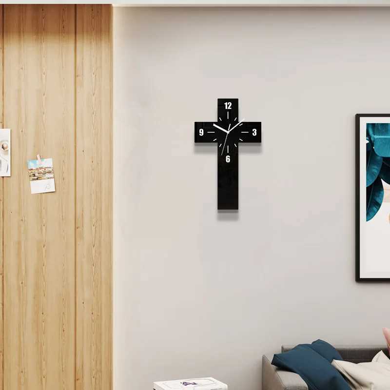 Cross Clock Pendant Silent Suitable for Home Decoration Wall Decoration Halloween Room Decoration C251015