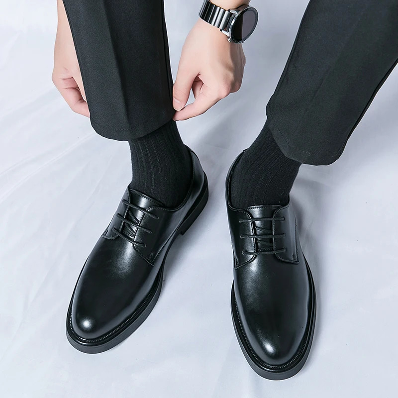 Classic Italy Pointed Toe Leather Shoes Men Oxfords Business Formal Office Men Shoes Boos Dress Men Black Wedding Shoes 251014