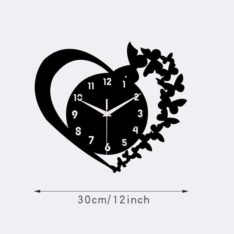 Heart shaped frameless design acrylic silent clock living room bedroom home decoration Mothers Day New Year Easter gift C251015